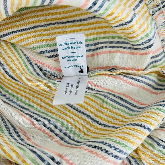 MARINE LAYER Laney Linen Blend Mini Dress in Beachy Stripe-Size L - Picture 7 of 10